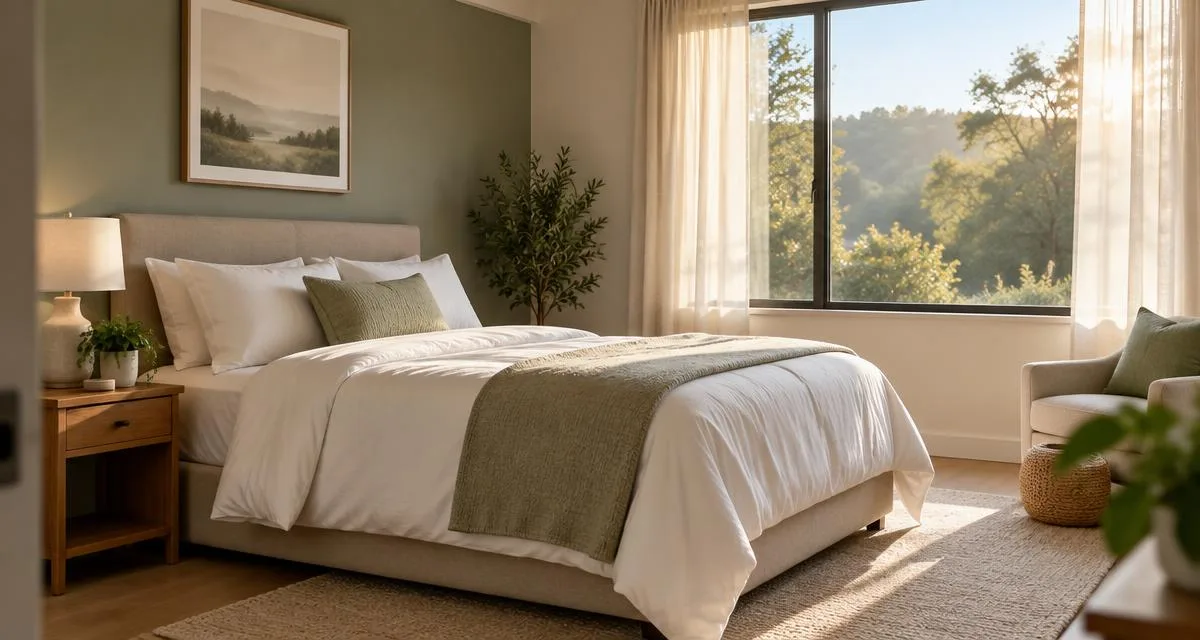 Sunlit private bedroom in a residential treatment facility with white linens and morning light through a window