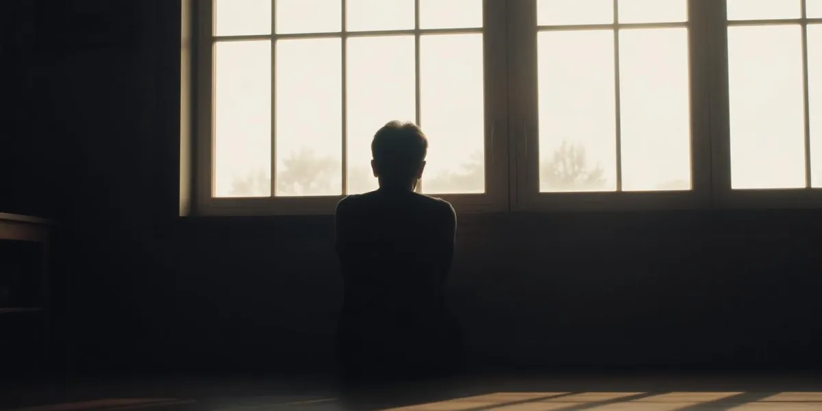A person sitting quietly by a sunlit window