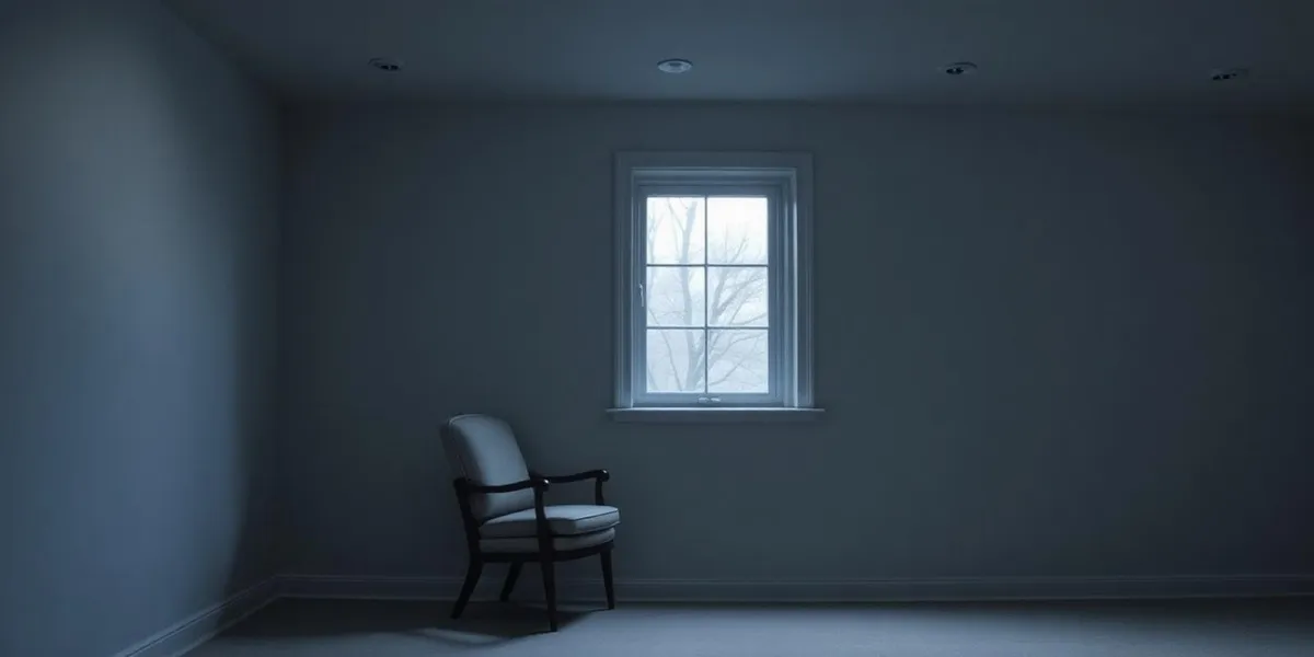 A quiet, softly lit room with a single chair by a window
