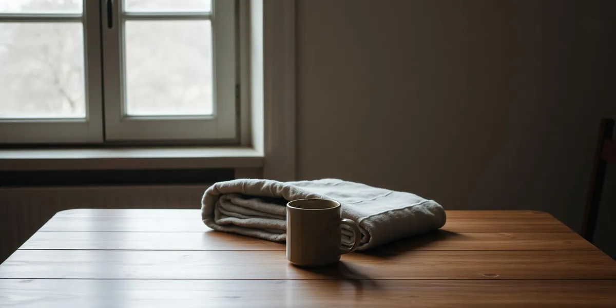 A quiet kitchen table beside a window in soft daylight